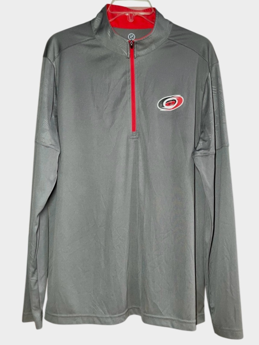 NHL Carolina Hurricanes Long Sleeve Quarter Zip in Grey/Red Men’s L